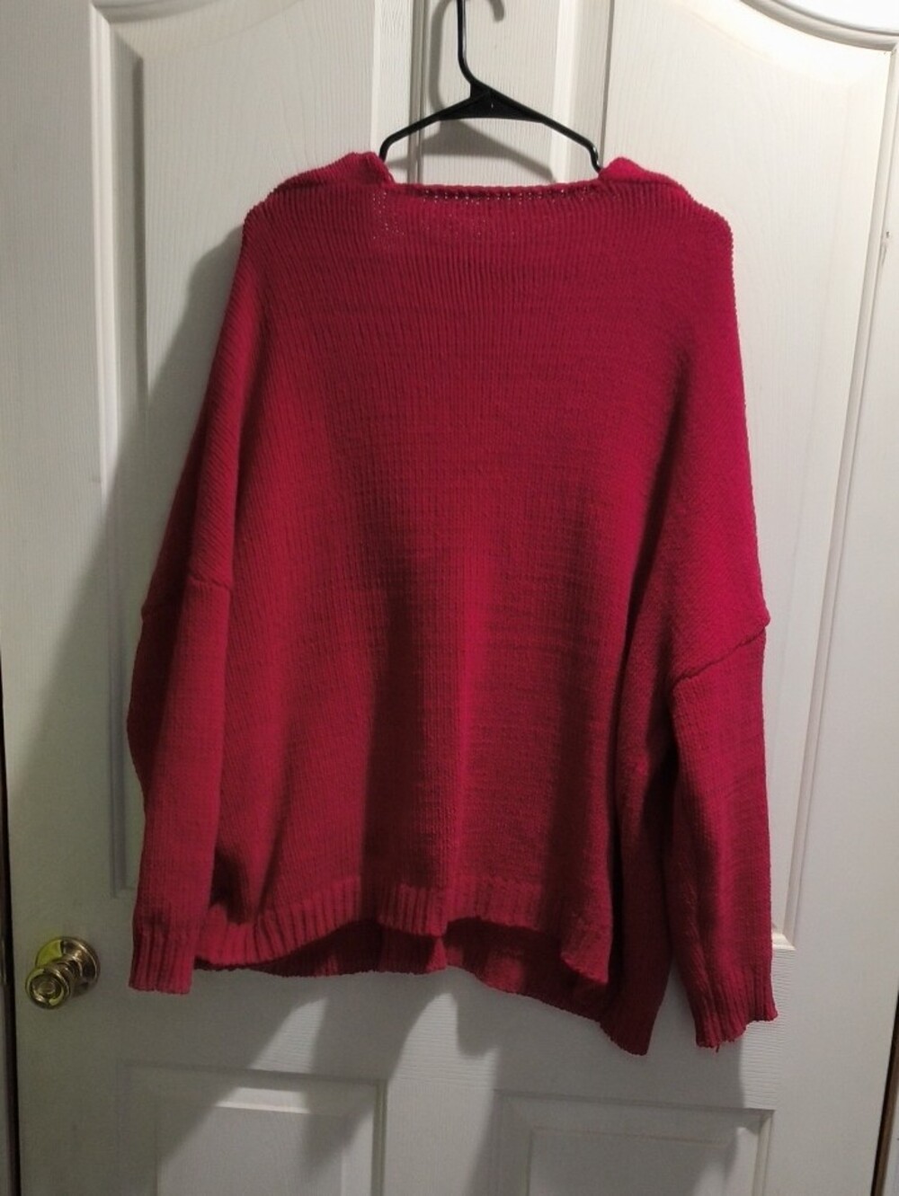 Cozy Oversized Red Button-Front Women’s Sweater Cardigan - Picture 4 of 4